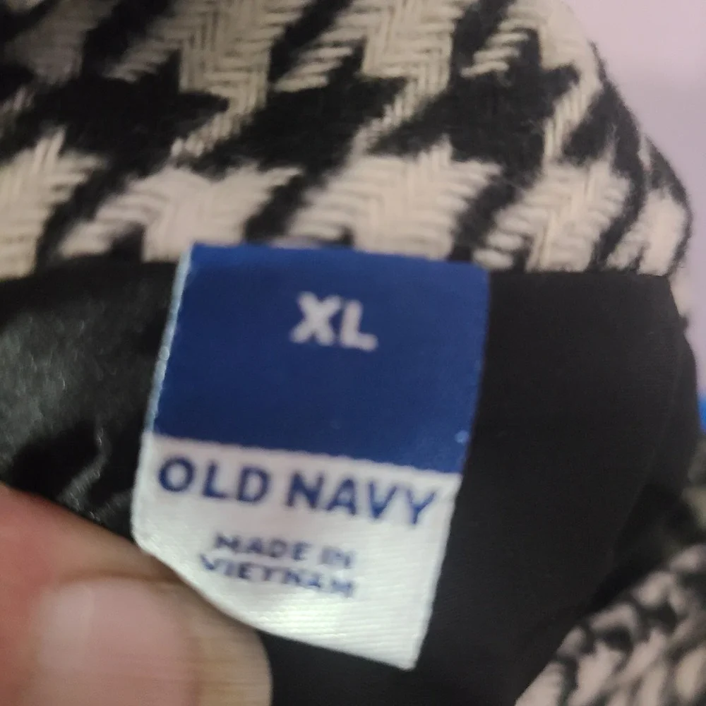 Old Navy Black White Houndstooth Mini Skirt Fitted Flounce Detail‎ Size Women XL